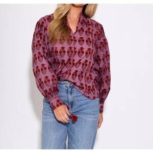 NEW IVY JANE multi stitched top in plum